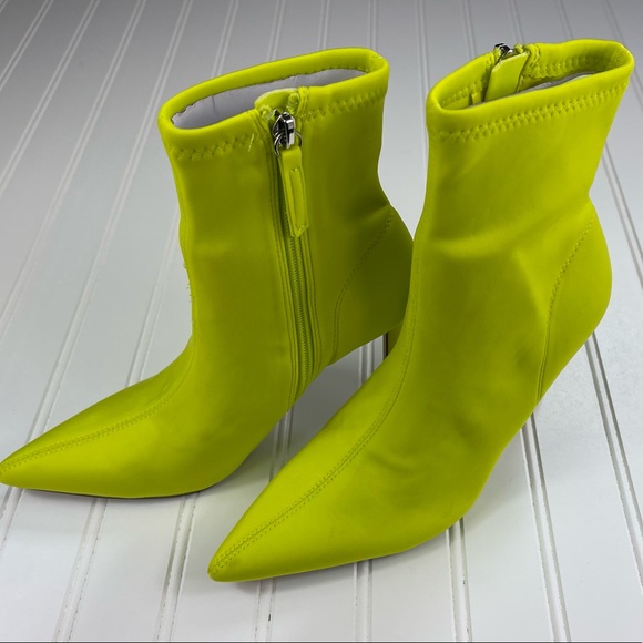 Zara Womens High Heeled Ankle Boots Fabric Yellow EU 37. US 6.5 1144/810 - Picture 8 of 13